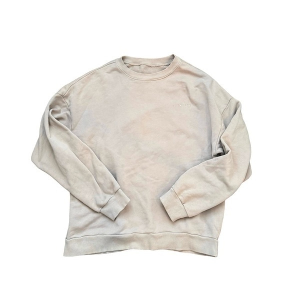 Balance Vitality Beige Cream Cotton Cozy Crew Sweatshirt Pullover